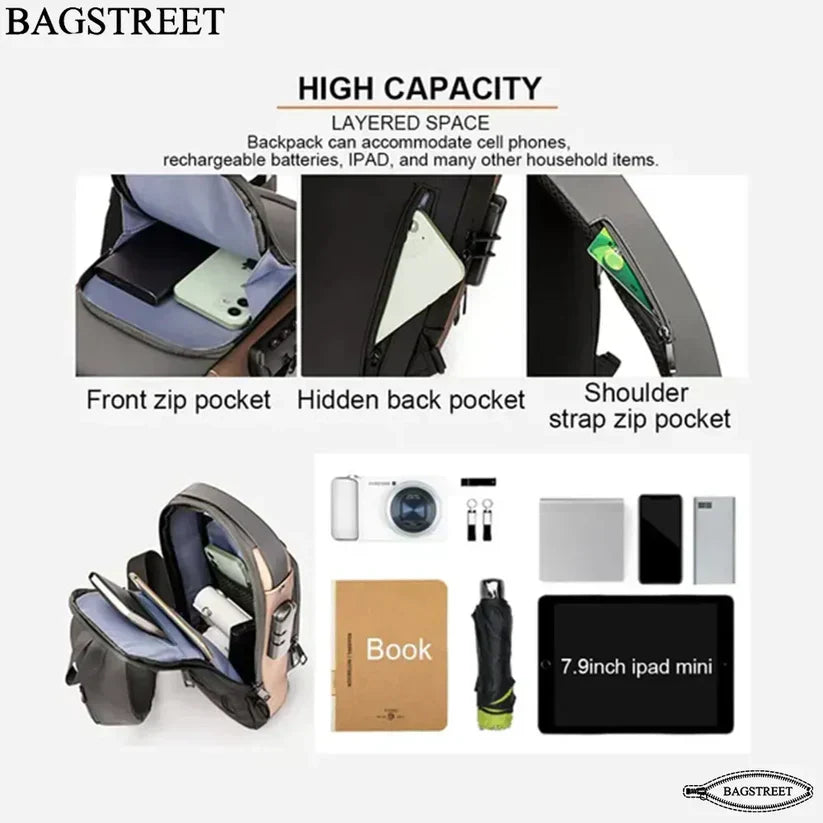 Crossbody Tech Sling Bag USB Charging