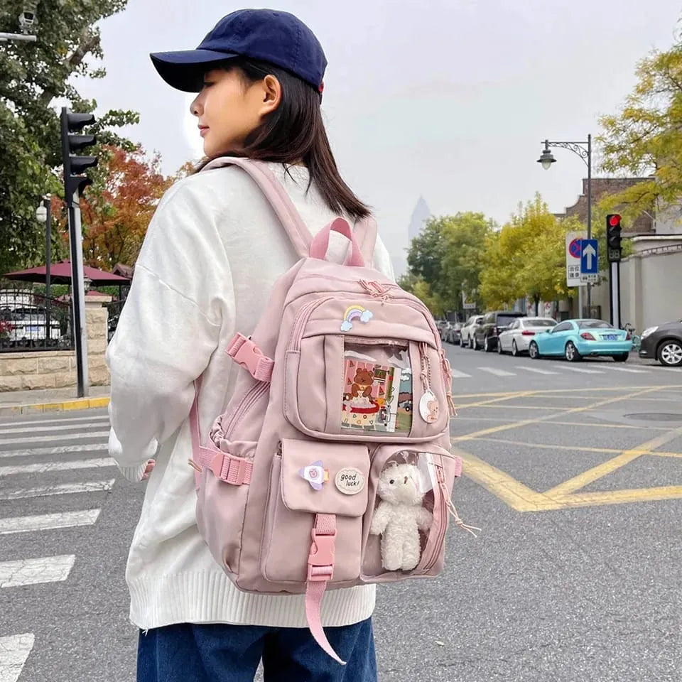 Cute Women Multi-Pocket School Backpack