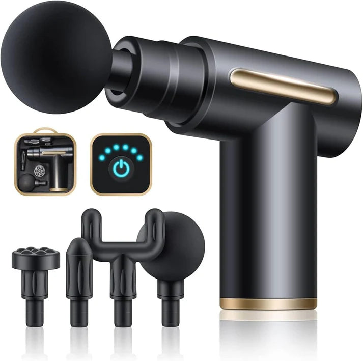 Rechargeable Deep Tissue Massage Gun – 6 Speeds & 4 Heads