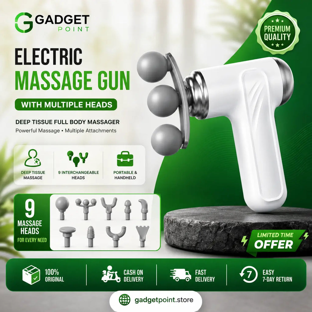 9-Head Electric Massage Gun – Deep Tissue Full Body Massager