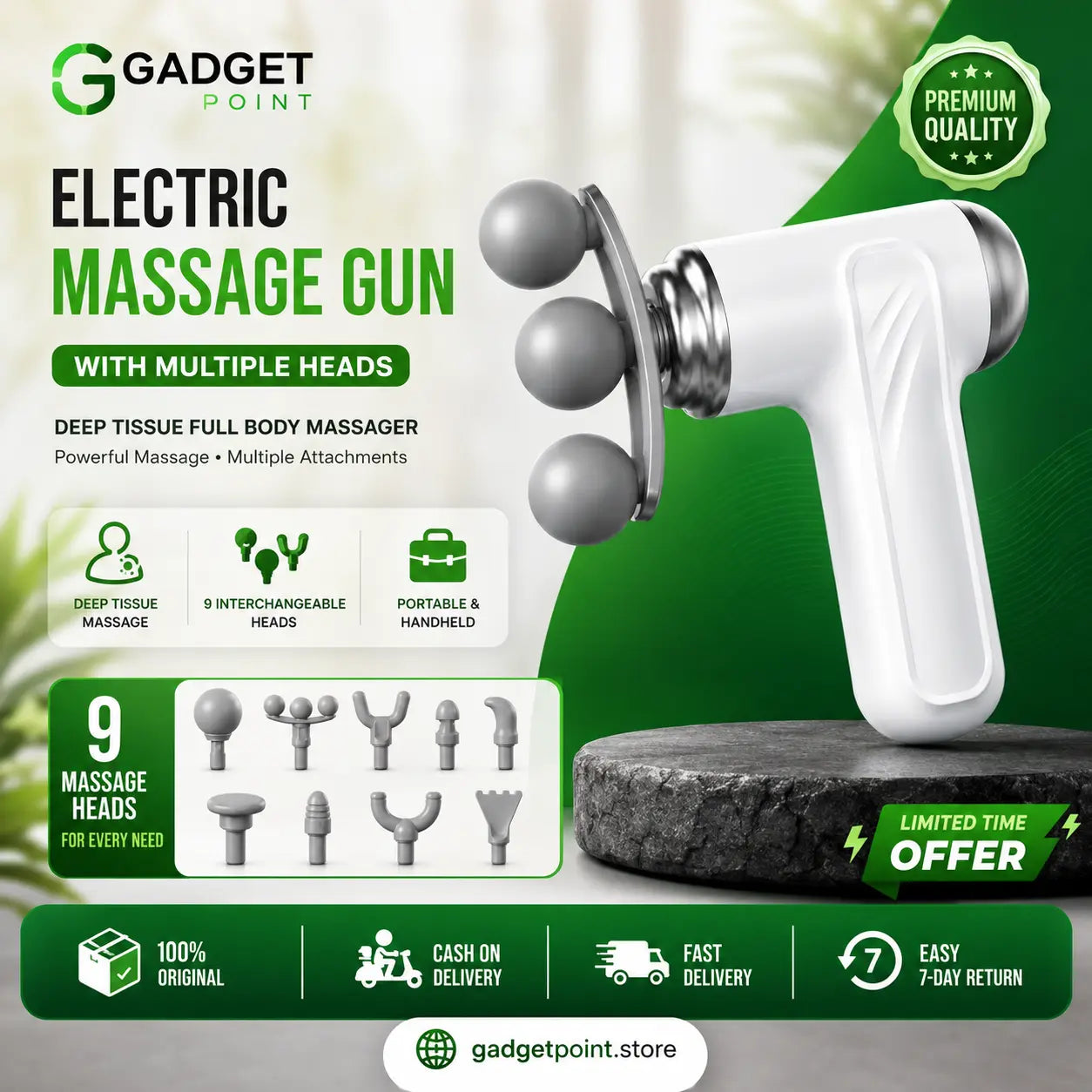 9-Head Electric Massage Gun – Deep Tissue Full Body Massager