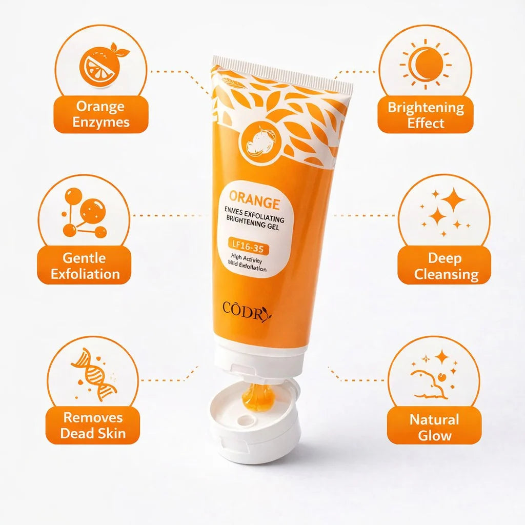 CODRA Orange Enzyme Exfoliating & Brightening Face Gel – Natural Deep Cleansing Facial Scrub