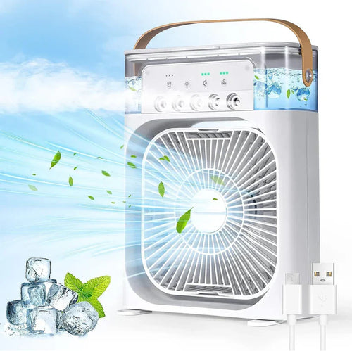 Portable USB Air Cooler Fan with LED Light